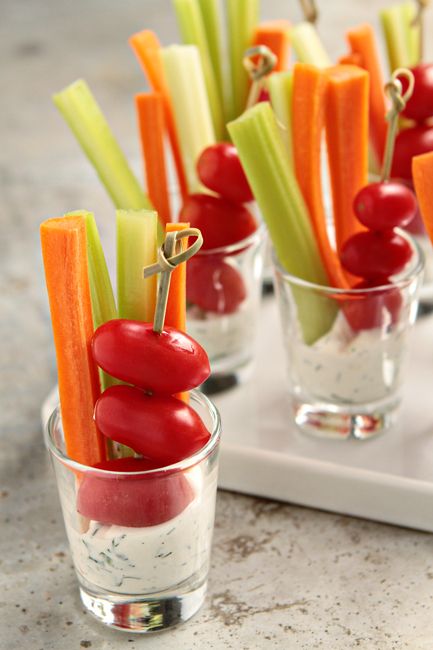 Healthy Sticks - Chopped up cucmber, carrot and tomatoes on a skewer