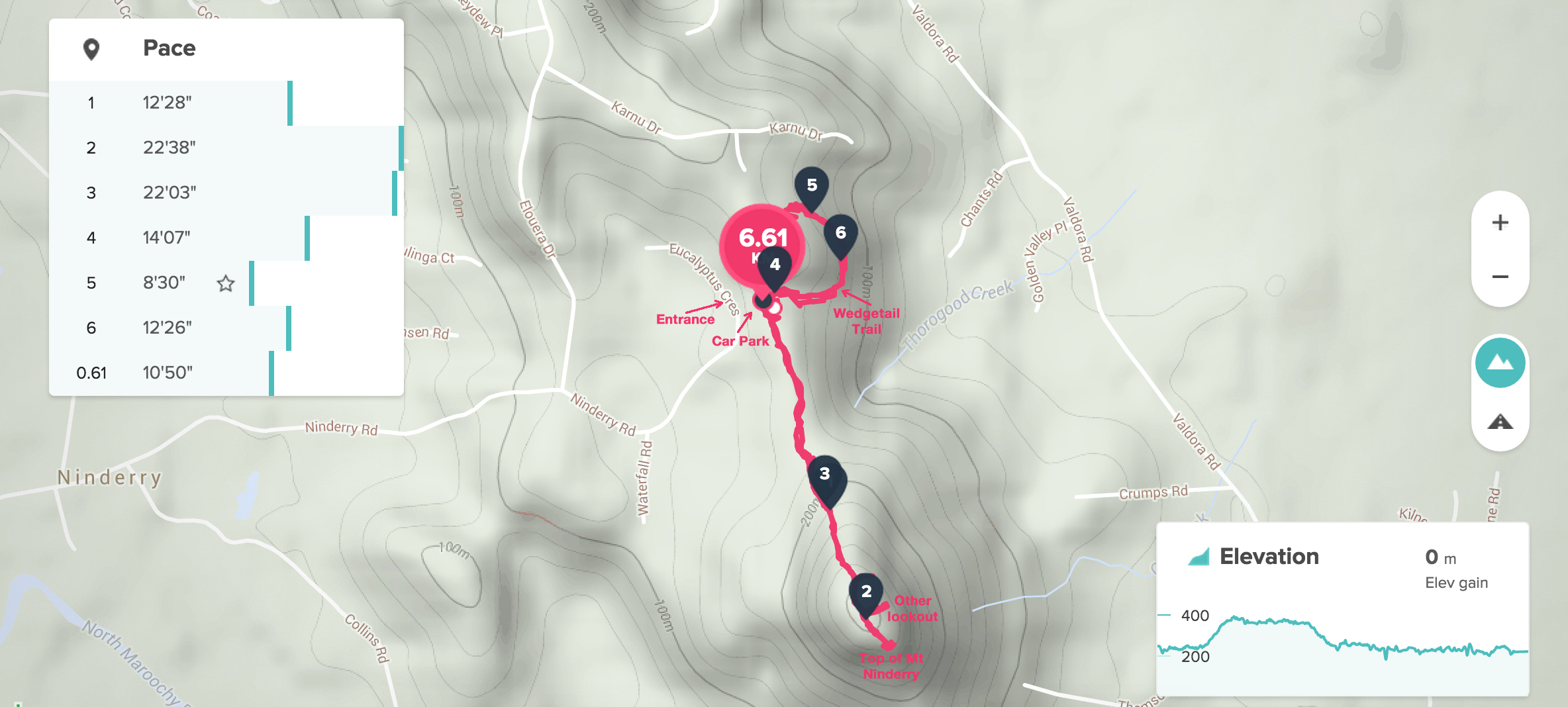 Map of Mt Ninderry Hiking Trail and entrance